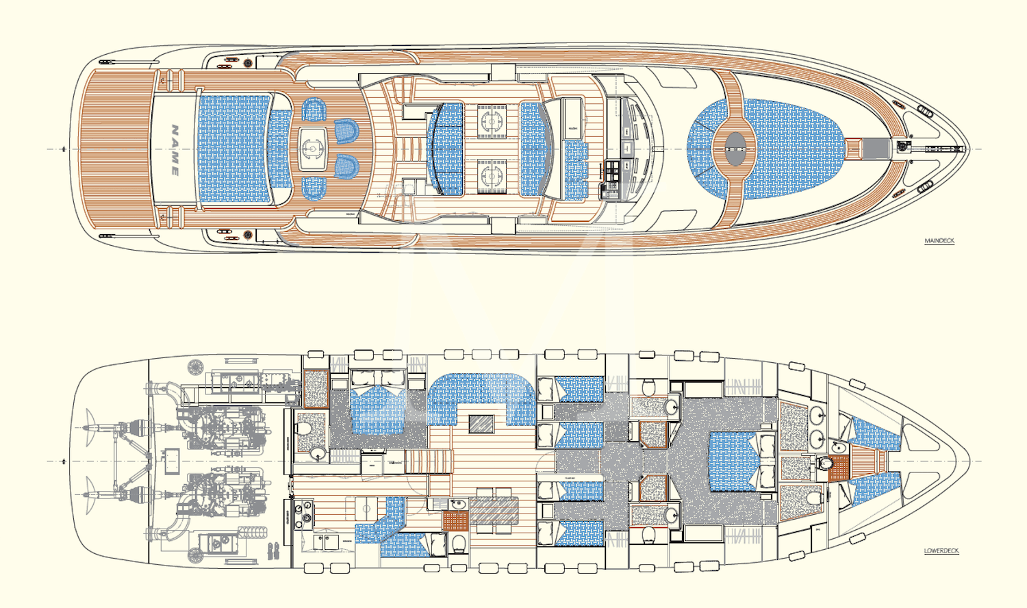 CERRI NEW BUILD CCN 86 FLYING SPORT 4 cabins layout