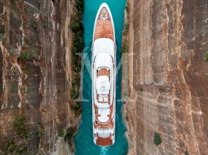 yacht 85m Optasia passing the corinth canal straight