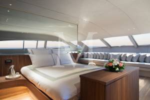 master cabin on Yacht Ferretti Whisper V charter Greece