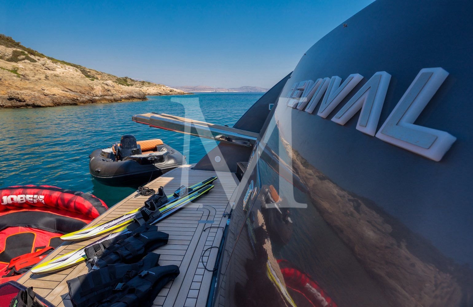 REVIVAL yacht cruising Greek islands beach