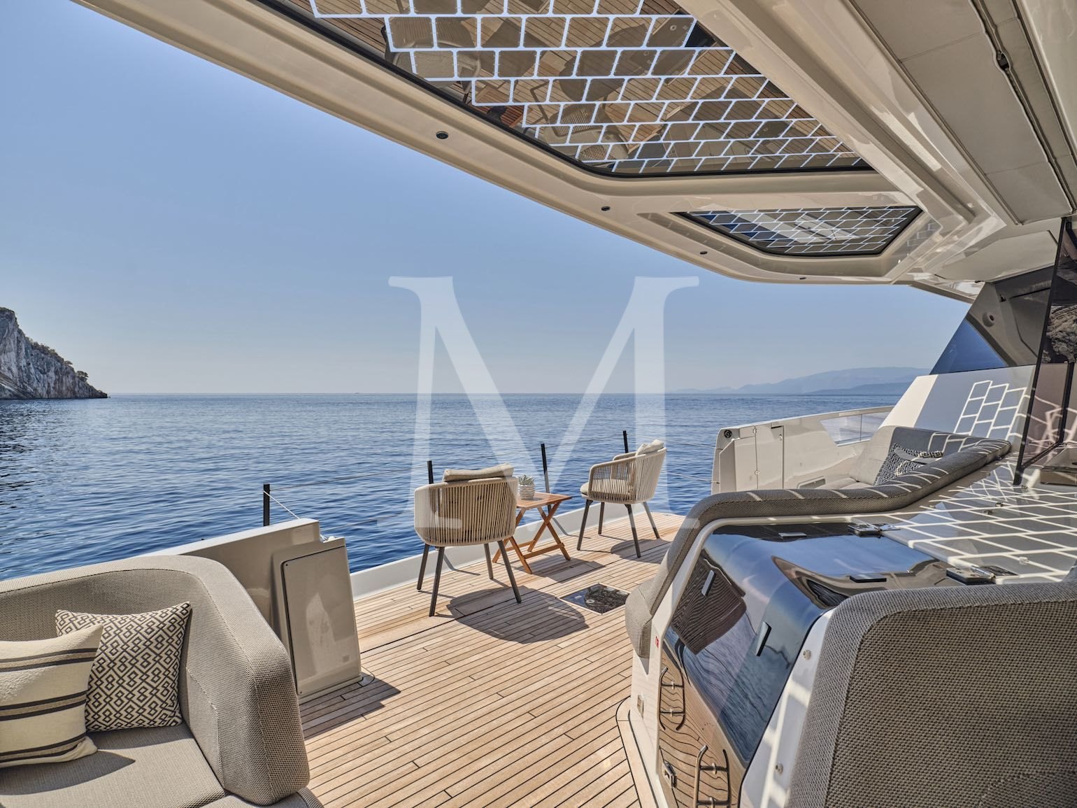 charter yacht New power catamaran Christal MIO 80 Greece_side_balcony