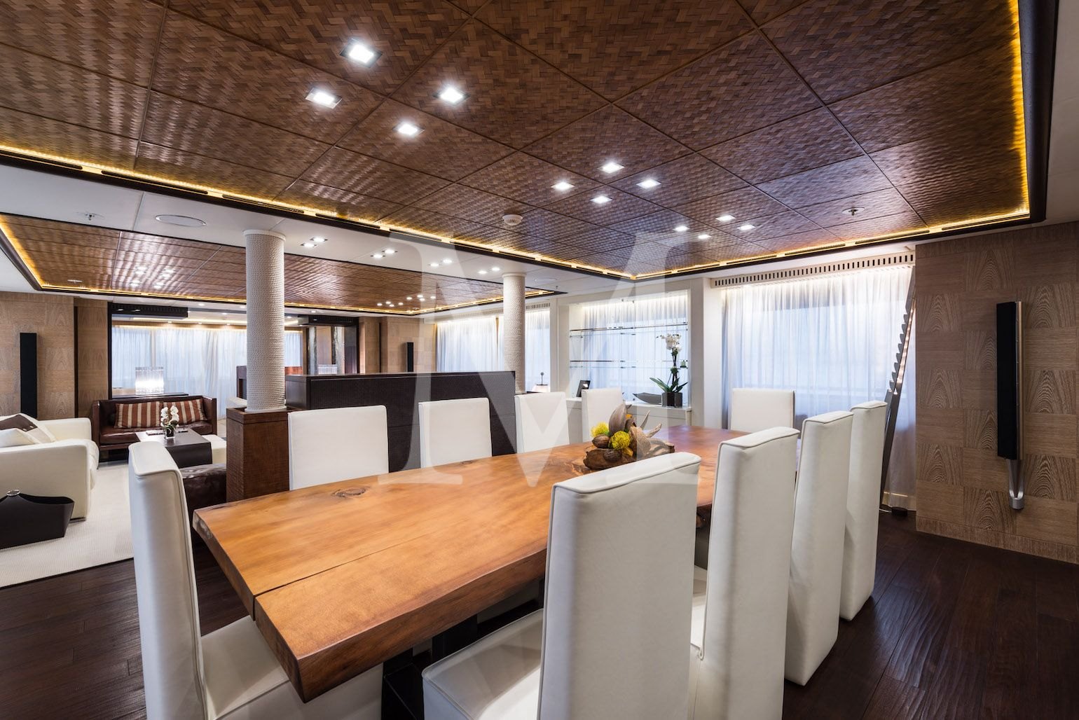 the 50m I Nova explorer main salon dining side photo