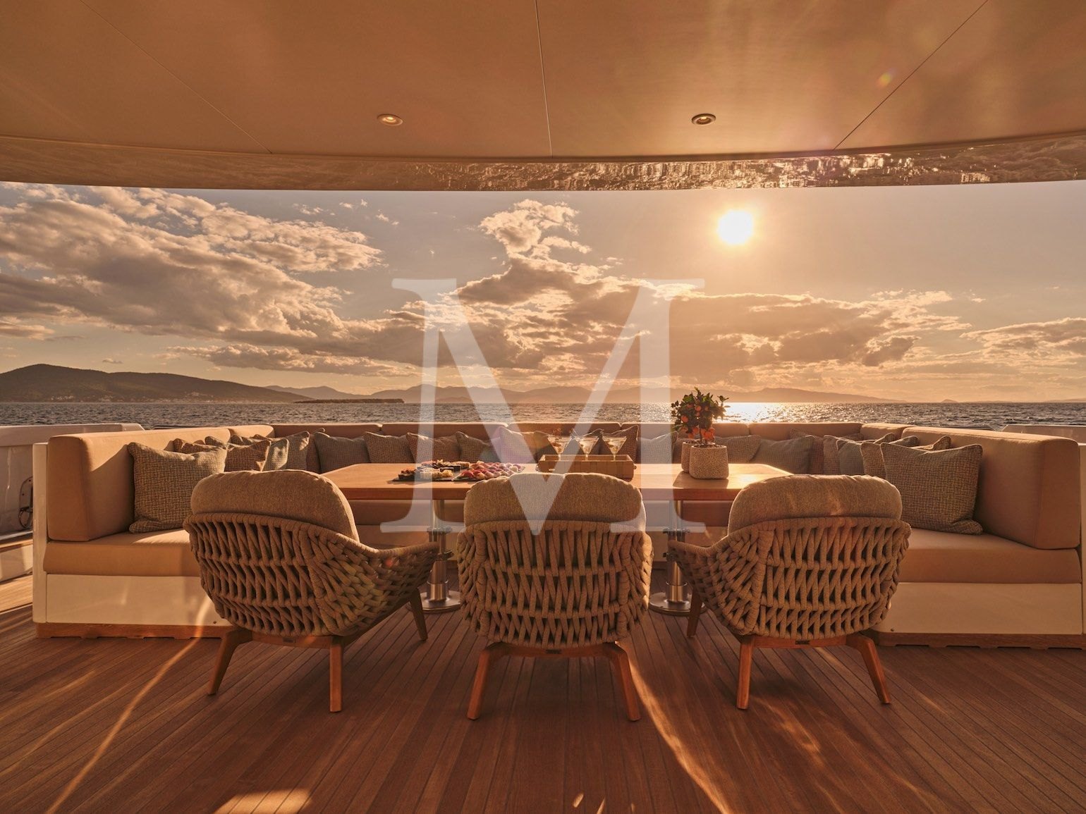 Celia P aft deck sunset