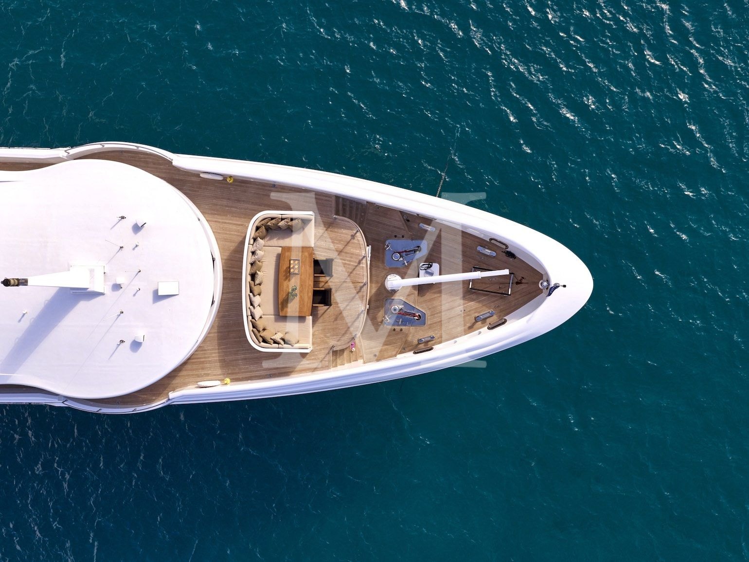 Celia P charter yacht greece aerial bow