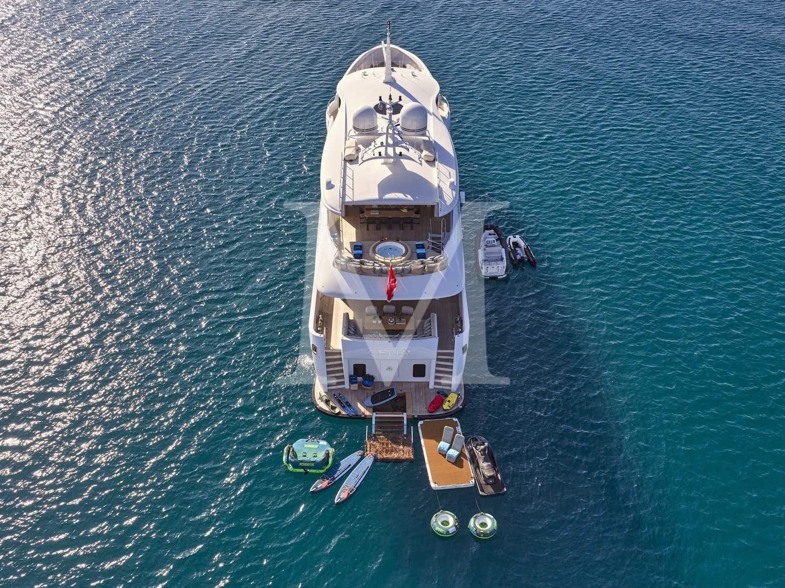 Celia P charter yacht greece aerial