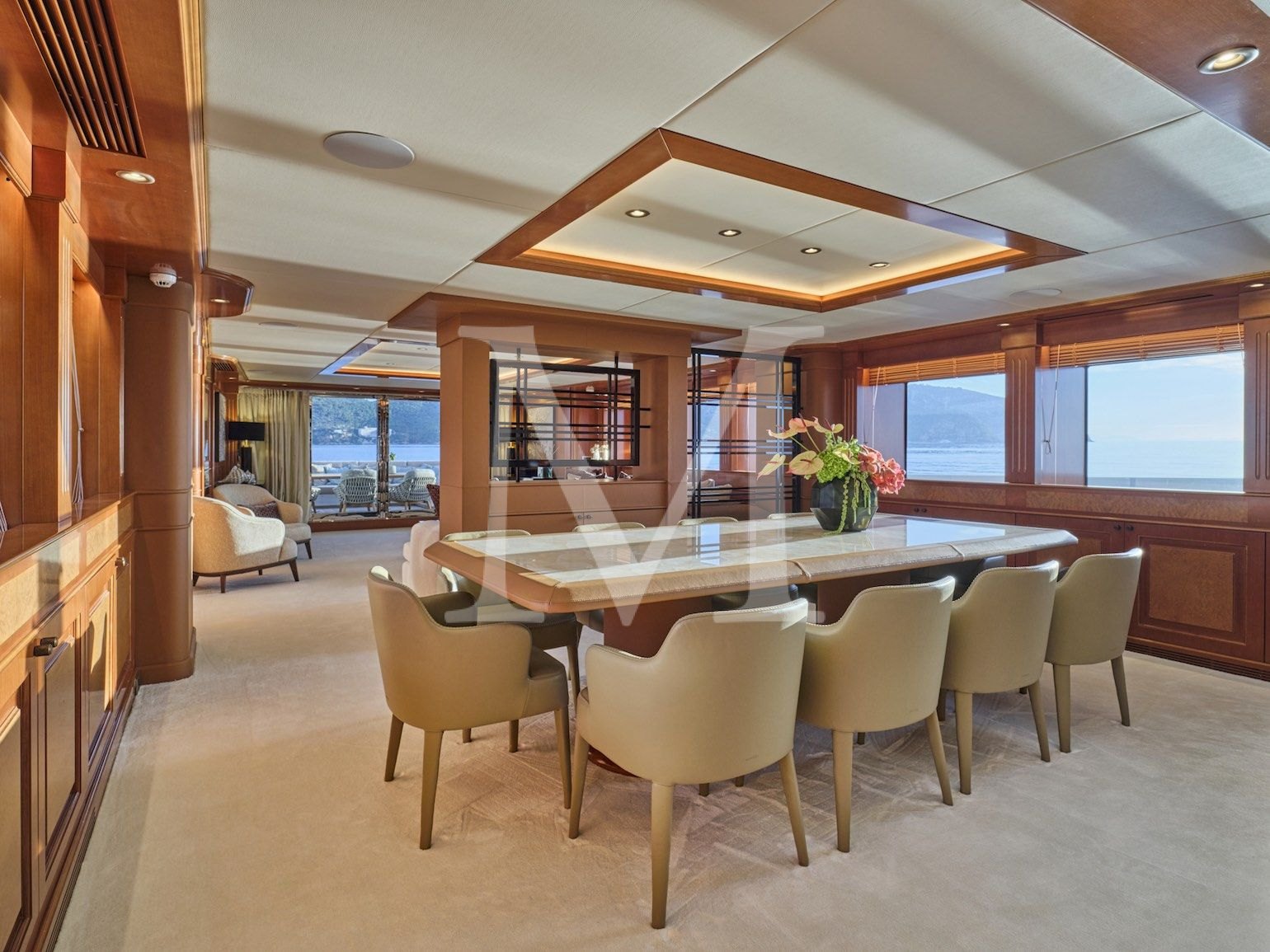 Celia P yacht main salon dining