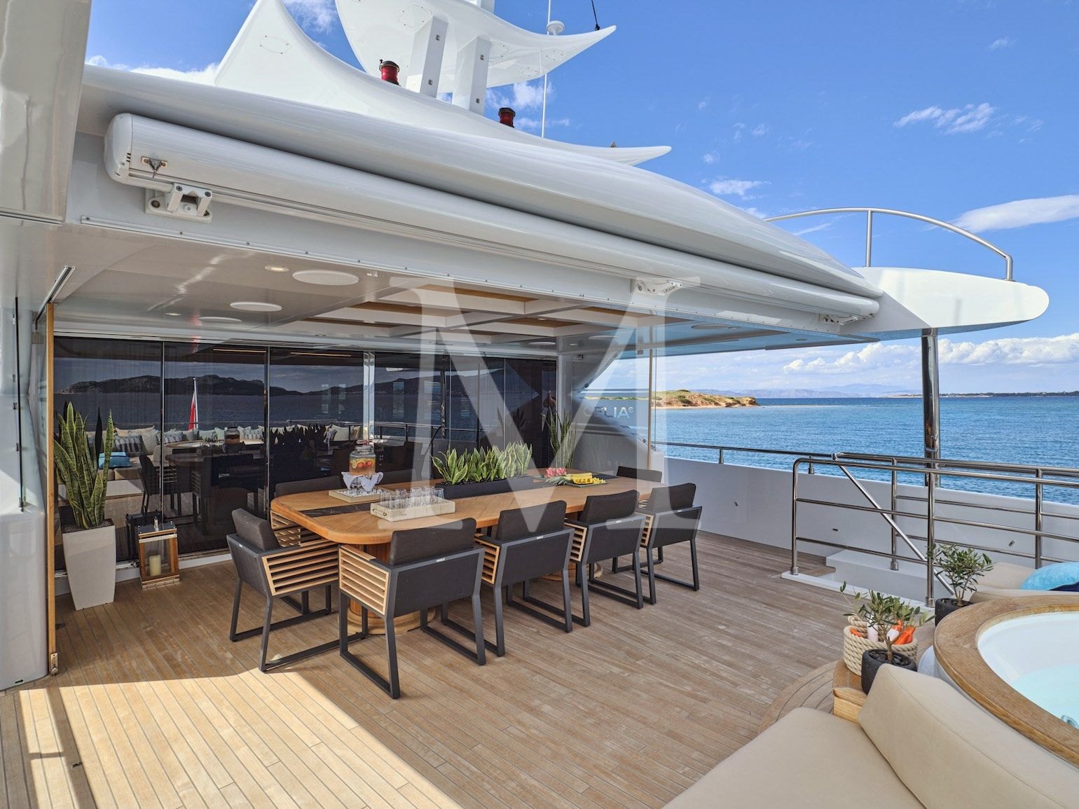 Yacht Celia P charter upper deck aft
