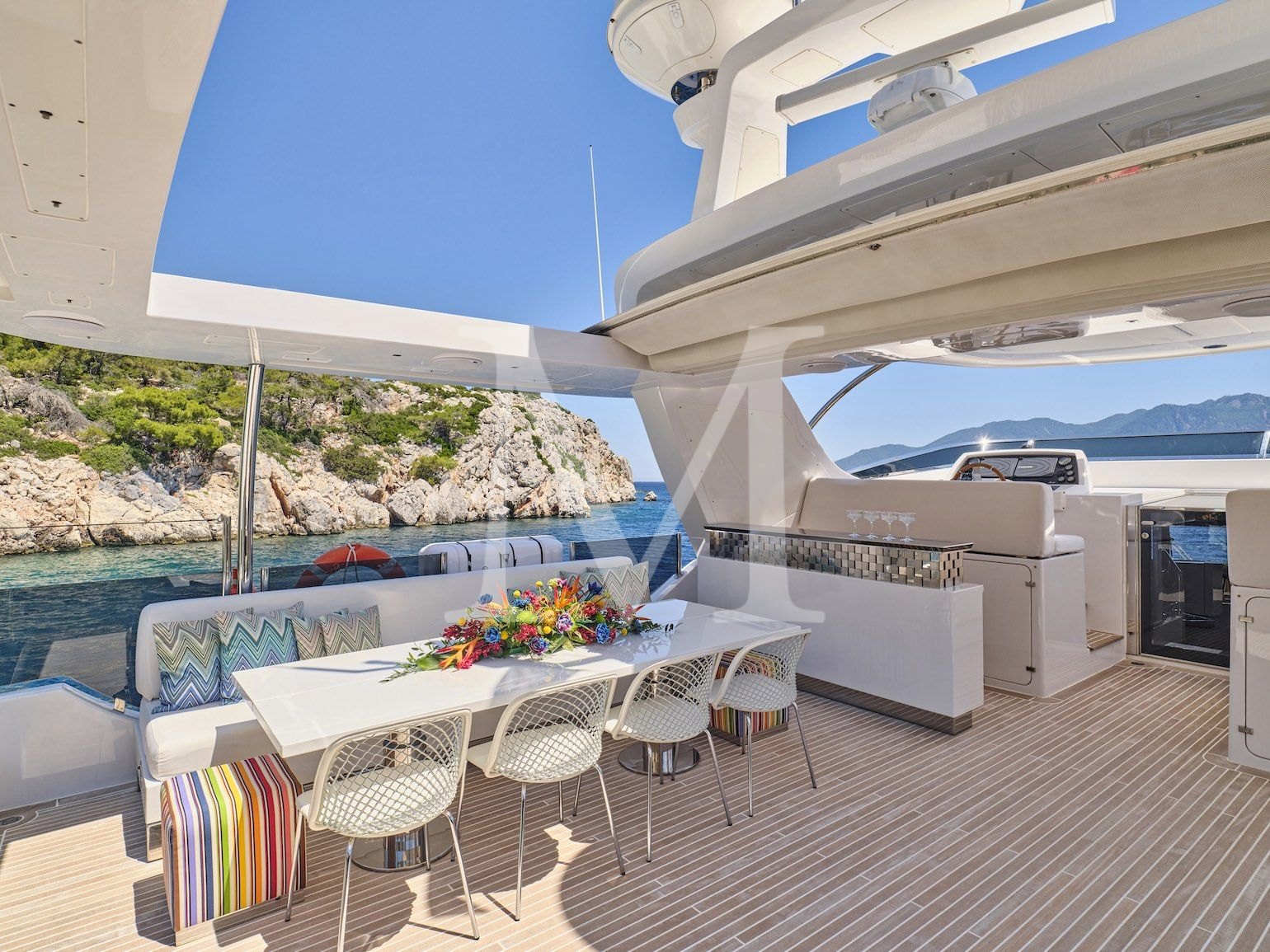 GALA I yacht charter greece, sundeck retractable roof