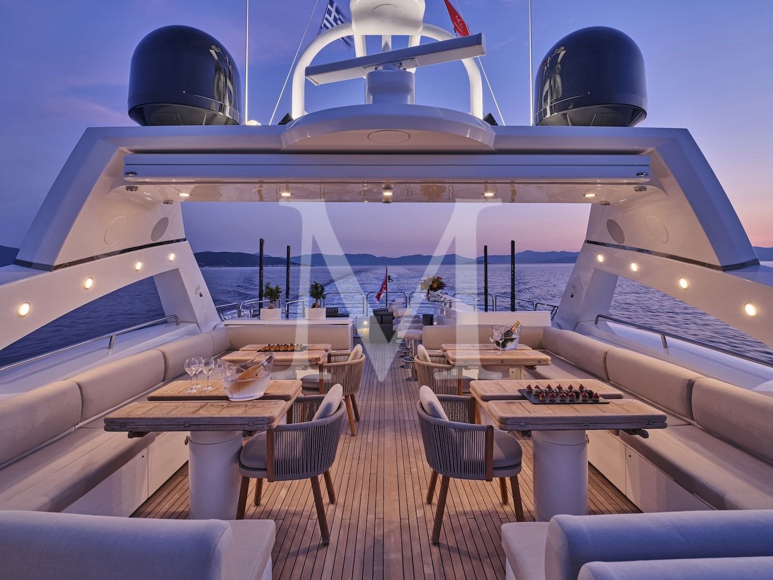 BLADE I Sunseeker charter - sundeck night