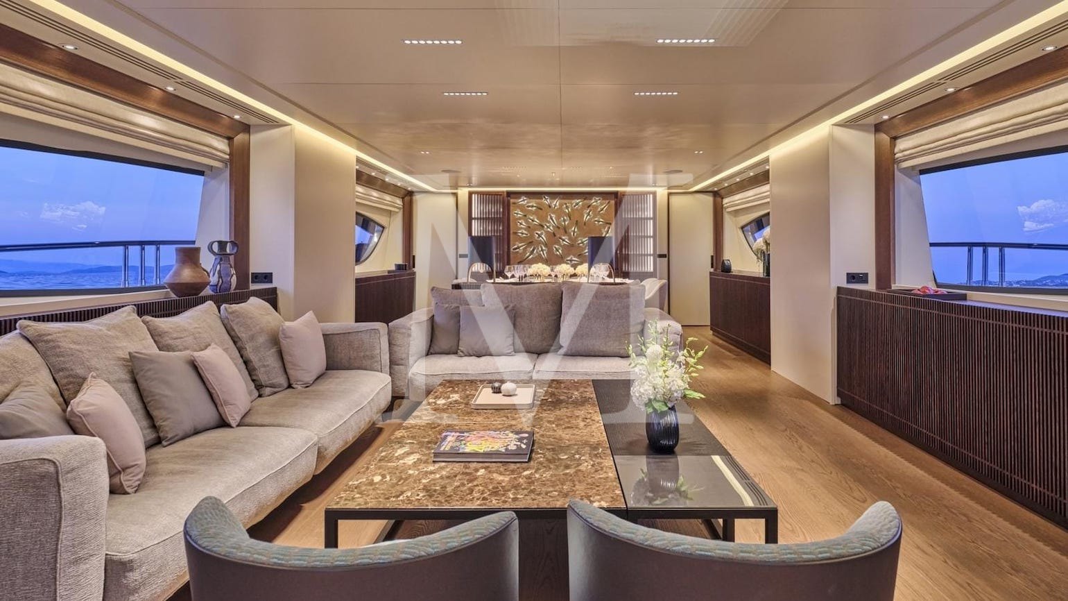 once more yacht charter salon dining evening