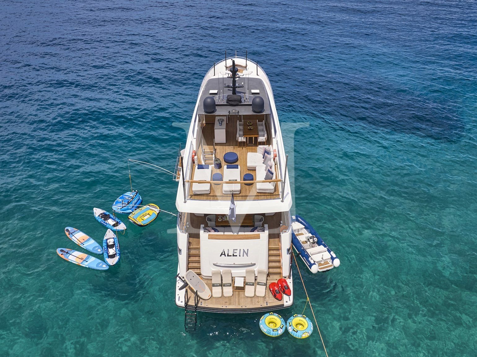 Charter yacht Alein greece aerial toys