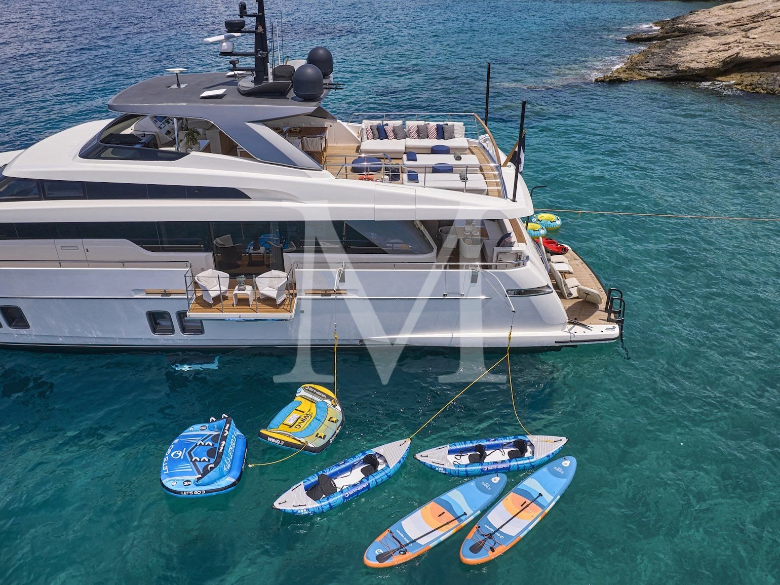 Aerial charter yacht Alein refitted SL96