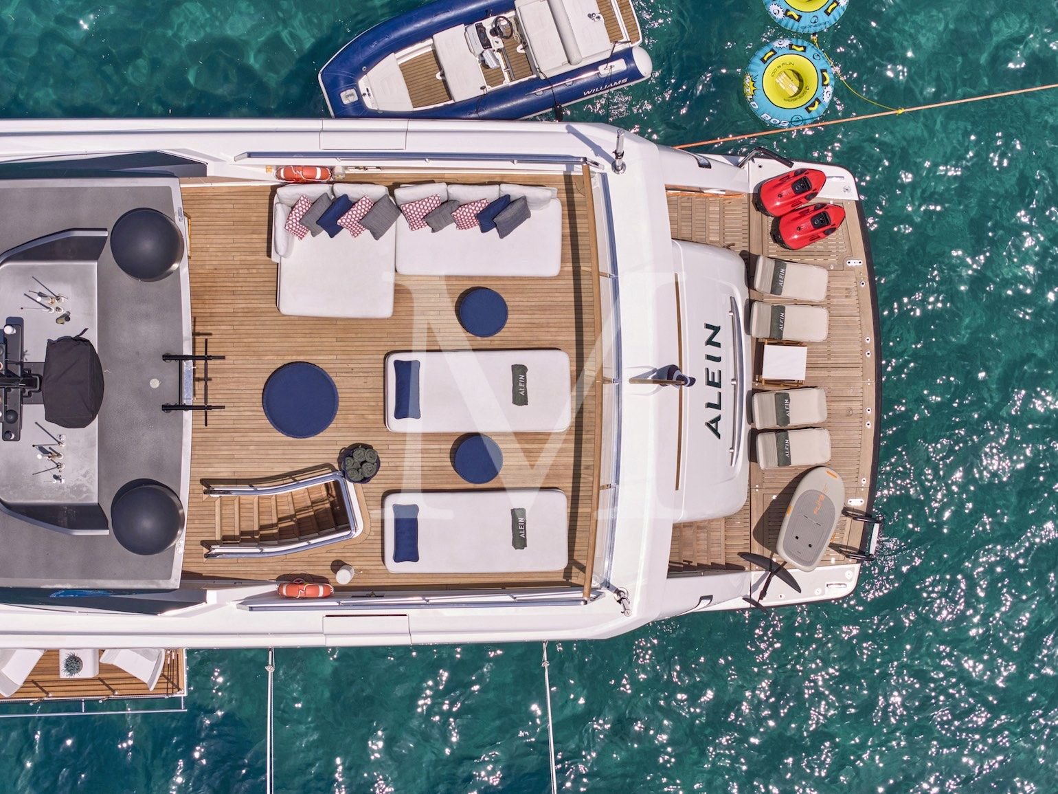 Aerial charter yacht Alein refitted SL96 greece