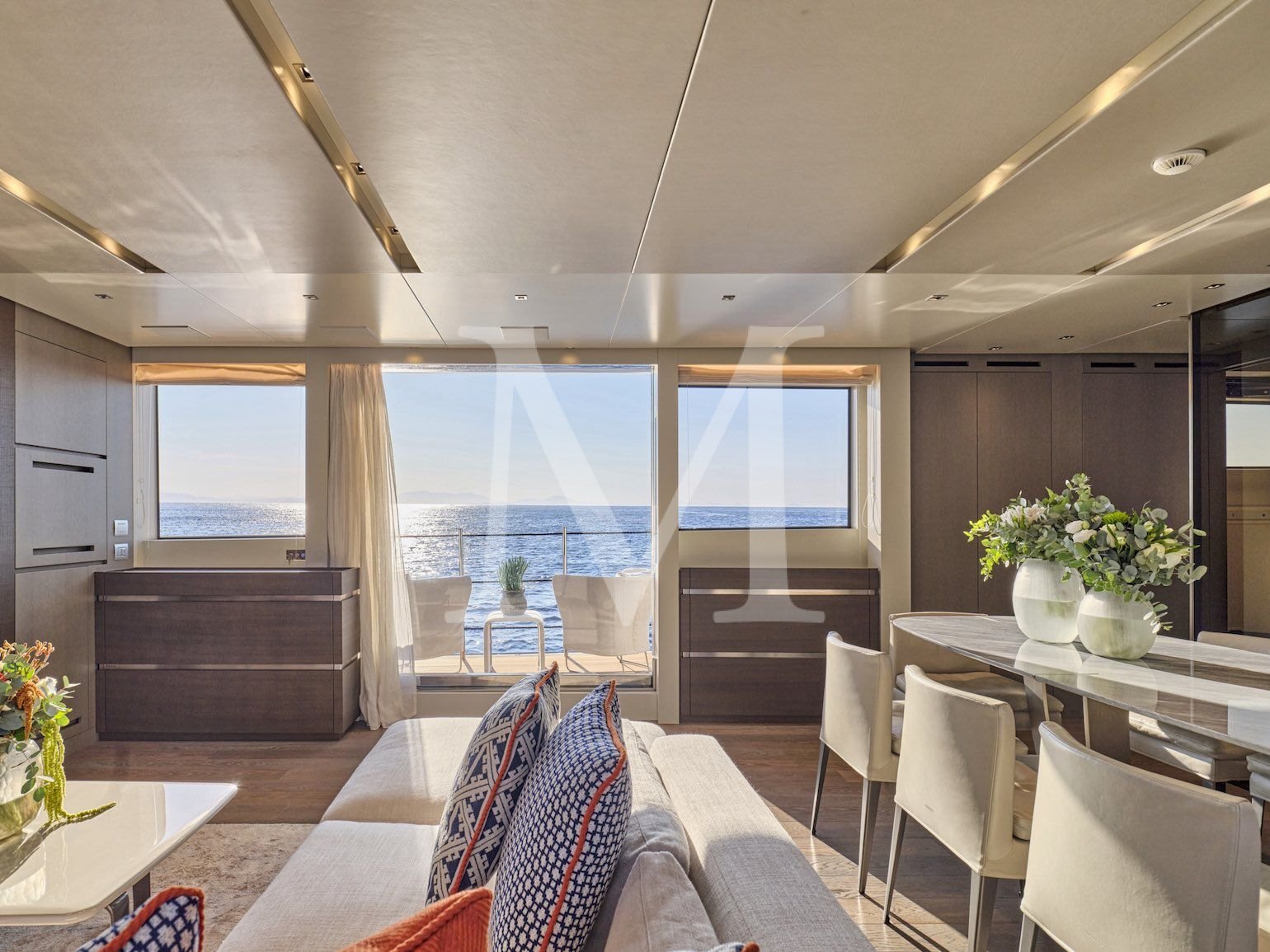 Charter yacht Alein greece salon loro piana balcony
