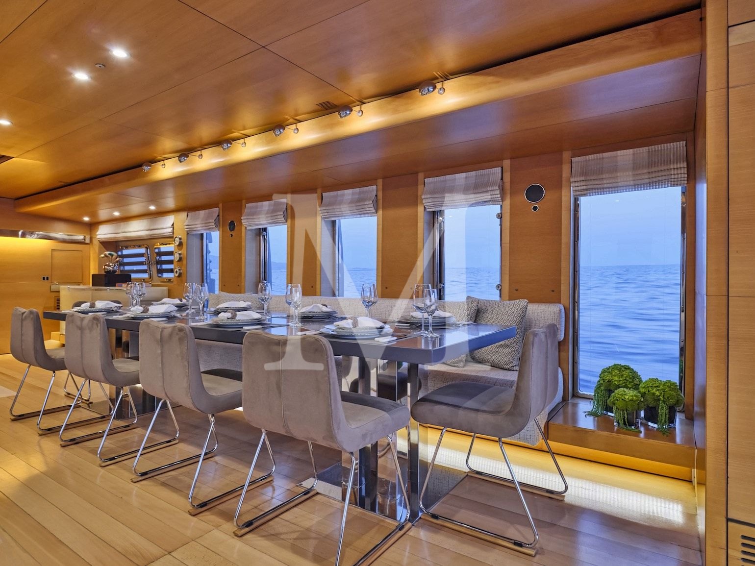 Not Guilty yacht salon dining