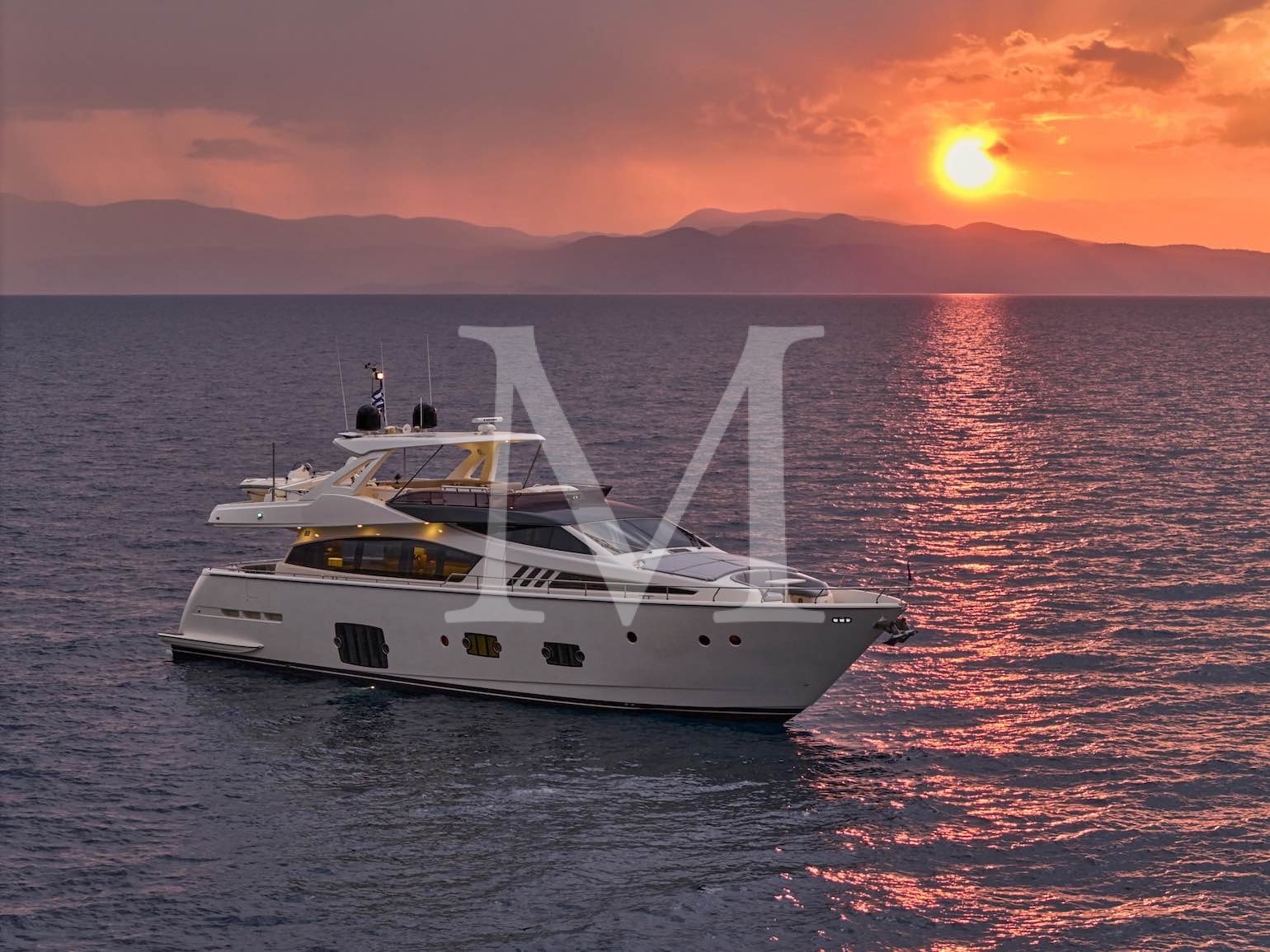 charter 24m Ferretti Bon Bon in the greek islands Paros