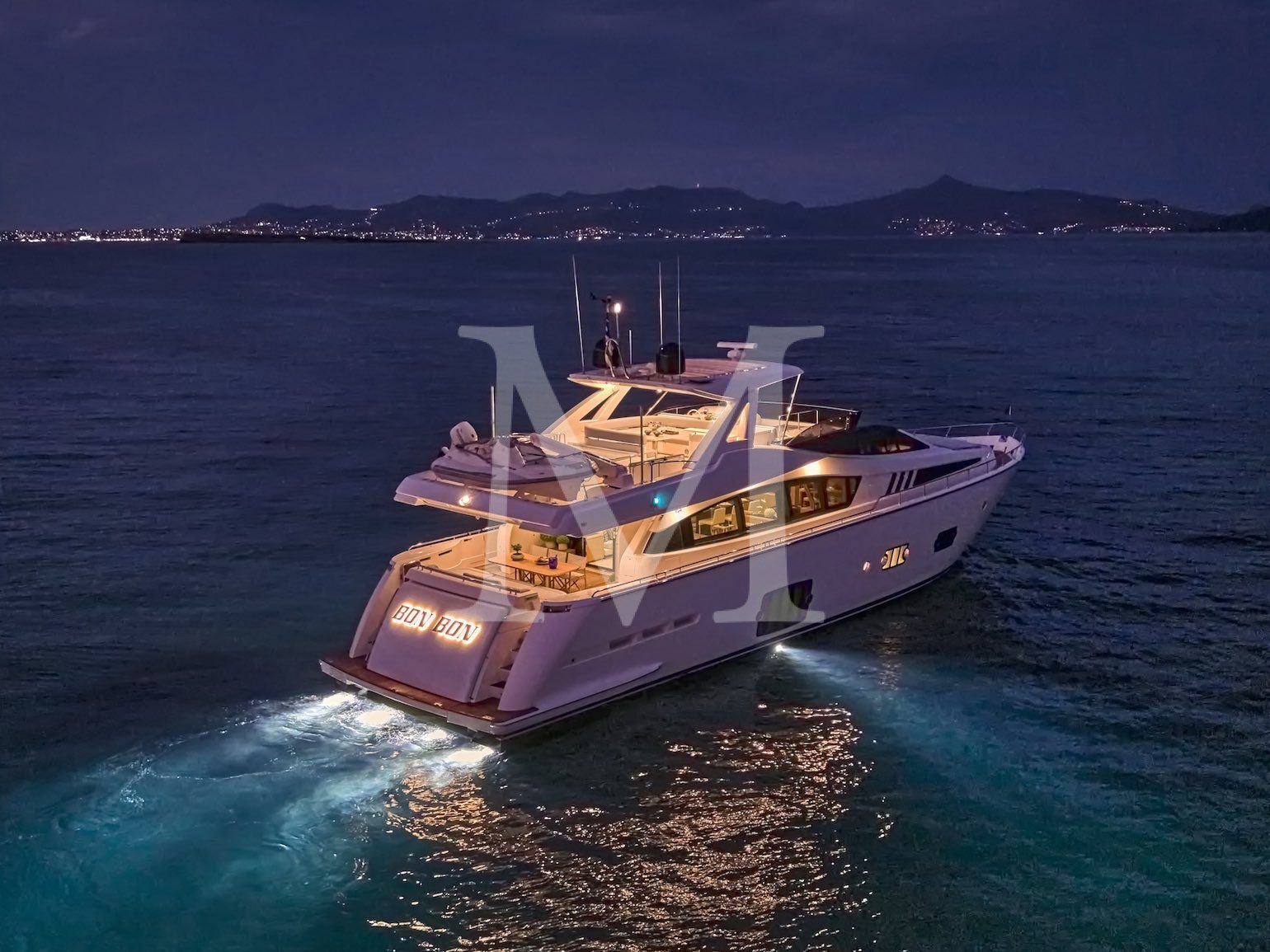 charter refitted ferretti BON BON underwater lights